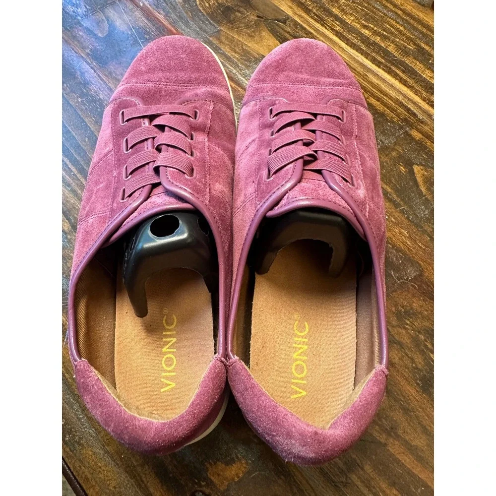 Vionic‎ Jean Suede Sneakers Berry Purple Orthotic Slip On Shoes Womens 11 Wide